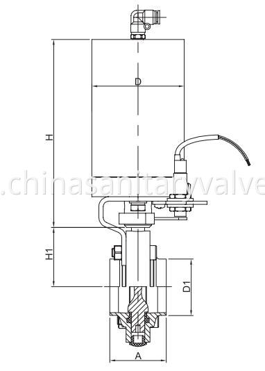 DIN Sanitary Pneumatic Butterfly Valves Weld end..